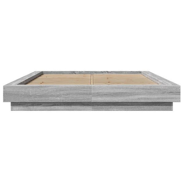 Graues Bettgestell mit LED-Beleuchtung Dmitru 140x190cm (Holz)