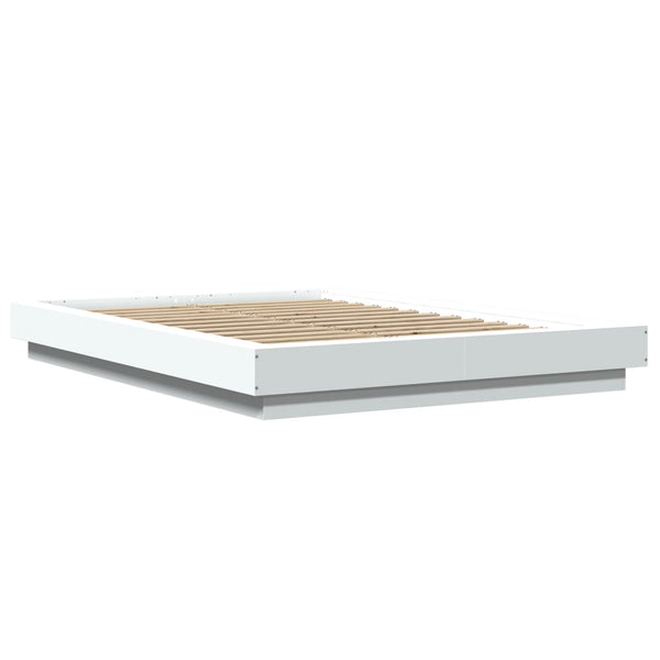 Weißes Bettgestell mit LED-Beleuchtung Dmitru 135x190cm (Holz)