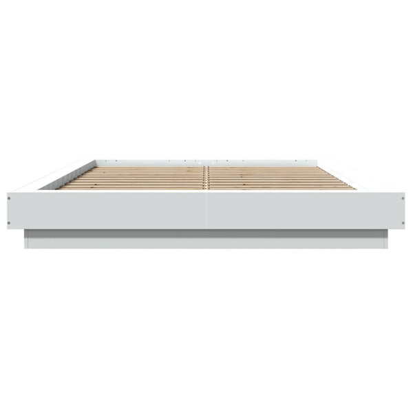 Weißes Bettgestell mit LED-Beleuchtung Dmitru 135x190cm (Holz)