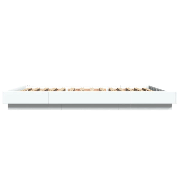 Weißes Bettgestell mit LED-Beleuchtung Dmitru 135x190cm (Holz)