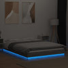 Graues Bettgestell Dmitru 135x190cm (mit LED-Beleuchtung, Sonoma, Holz)