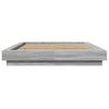 Graues Bettgestell Dmitru 135x190cm (mit LED-Beleuchtung, Sonoma, Holz)