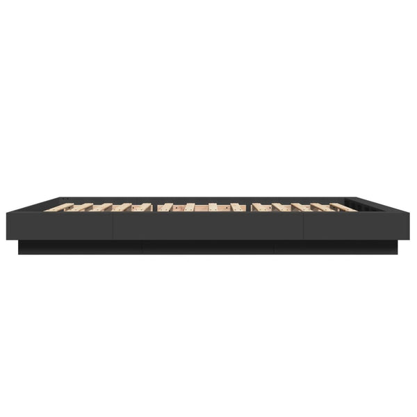 Schwarzer Bettrahmen mit LED-Beleuchtung Dmitru 120x190cm (Holz)
