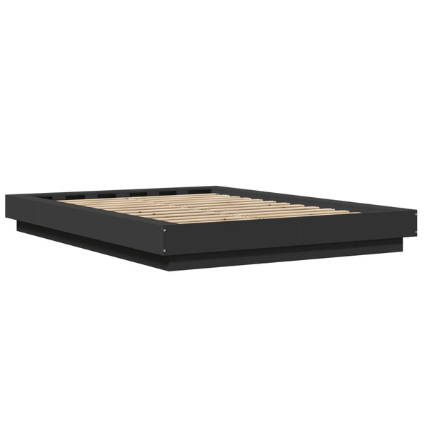 Schwarzer Bettrahmen mit LED-Beleuchtung Dmitru 120x190cm (Holz)