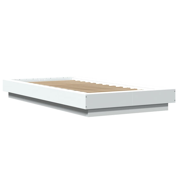 Weißes Bettgestell mit LED-Beleuchtung Dmitru 90x190cm (Holz)