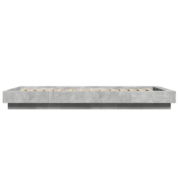 Bettrahmen aus betongrauem Holz mit LED-Beleuchtung Dmitru 90x190cm