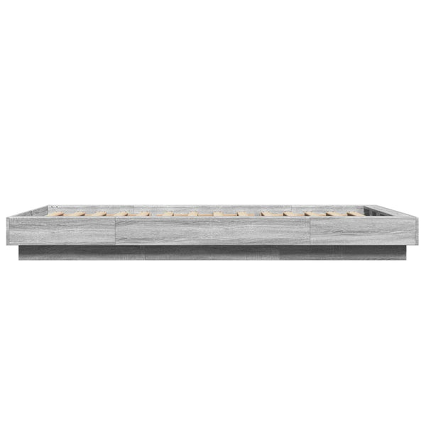 Graues Bettgestell mit LED-Beleuchtung Dmitru 75x190cm (Holz)