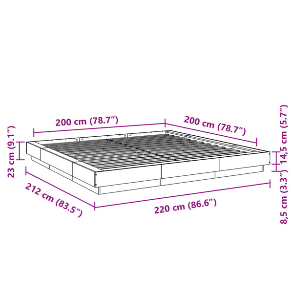 Graues Bettgestell Elmer 200x200cm (Holz)