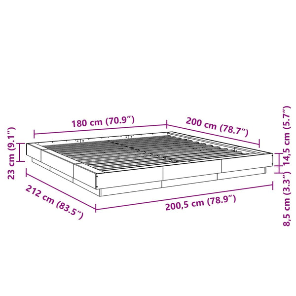 Graues Bettgestell Elmer 180x200cm (Holz)