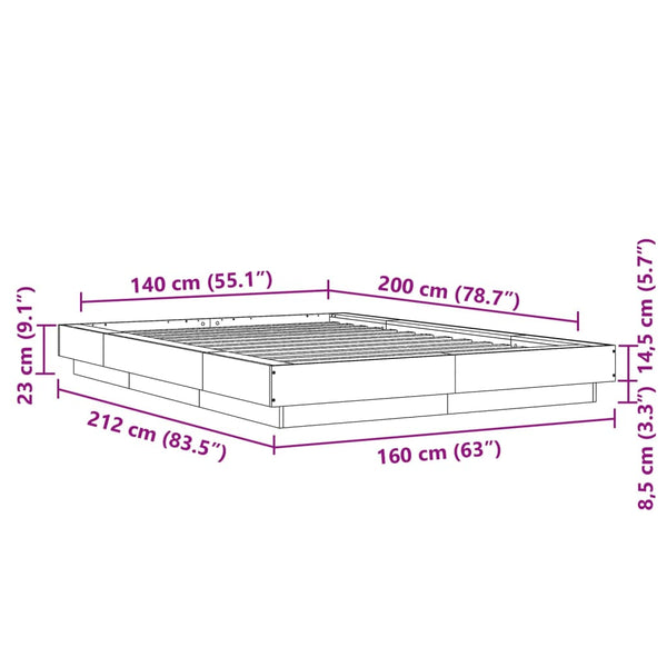 Betongrauer Bettrahmen Elmer 140x200cm (Holz)