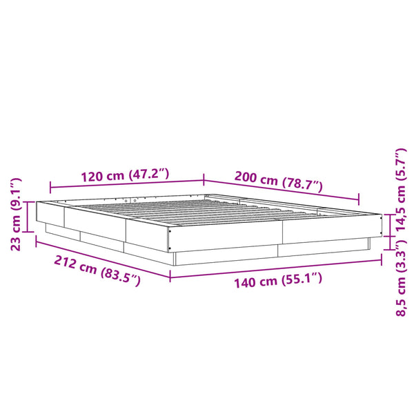 Bettrahmen Elmer 120x200cm betongrau (Holz)