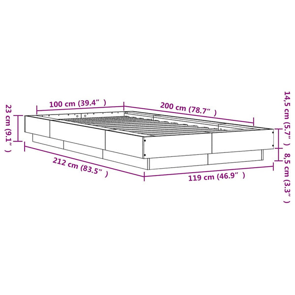 Bettgestell Elmer 100x200cm betongrau (Holz)