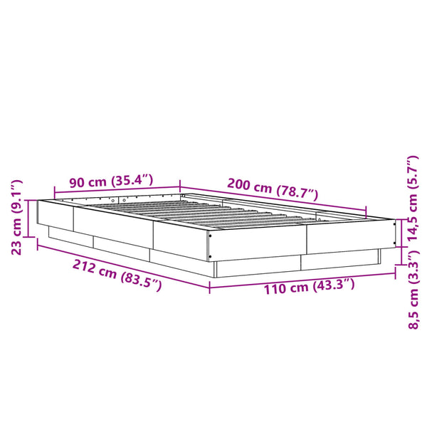 Bettrahmen Elmer aus Rauch-Eiche 90x200cm (Holz)