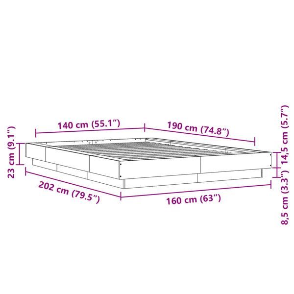 Räuchereiche Bettgestell Elmer 140x190cm (Holz)
