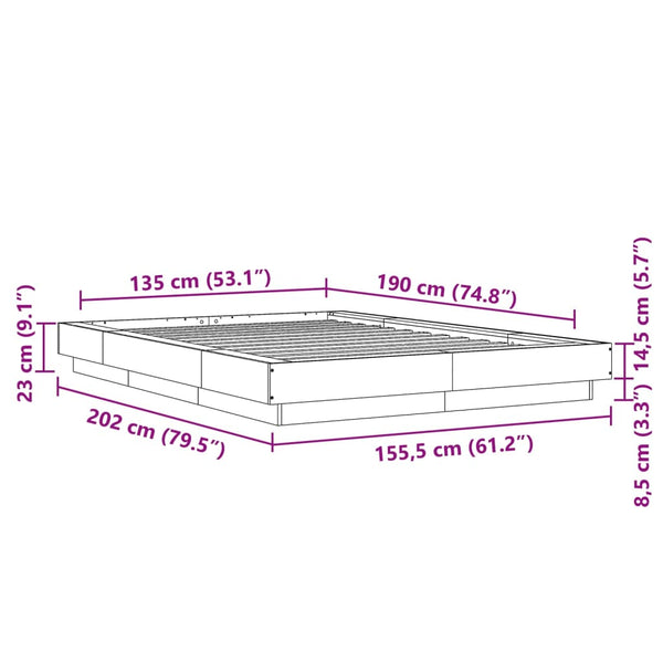 Betongrauer Bettrahmen Elmer 135x190cm (Holz)