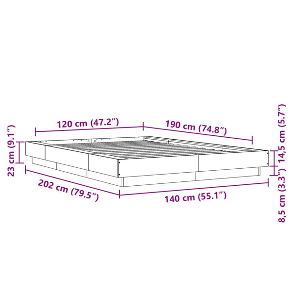 Betongraues Bettgestell Elmer 120x190cm (Holz)