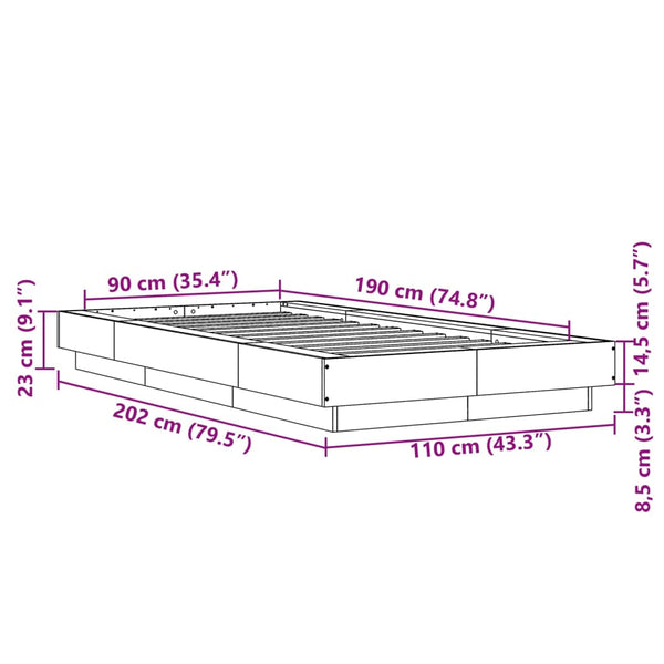 Bettrahmen Elmer 90x190cm Betongrau (Holz)