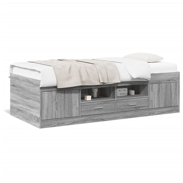 Graues Schlafsofa mit Schubladen Stanciulescu 100x200cm (Holz)