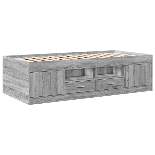 Graues Schlafsofa mit Schubladen Stanciulescu 100x200cm (Holz)