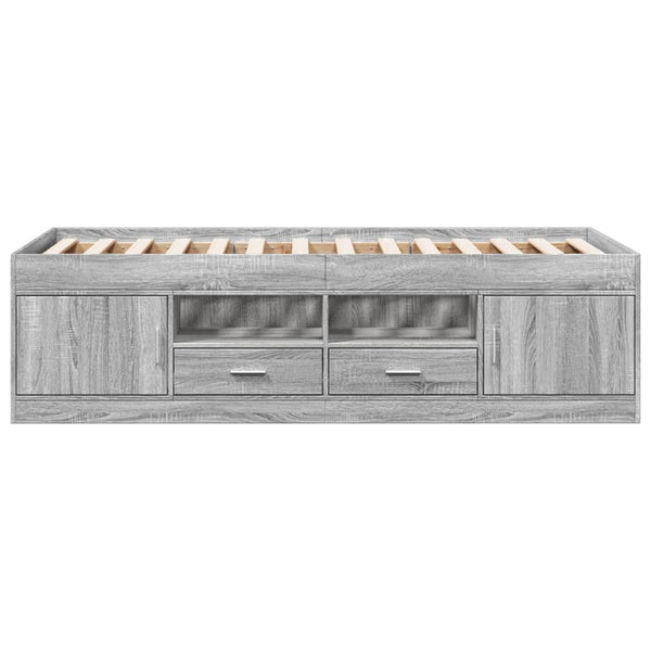 Graues Schlafsofa mit Schubladen Stanciulescu 100x200cm (Holz)