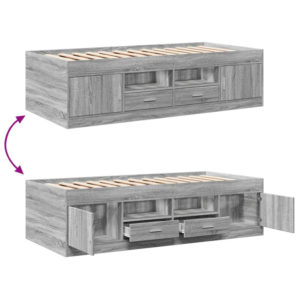 Graues Schlafsofa mit Schubladen Stanciulescu 75x190cm (Holz)