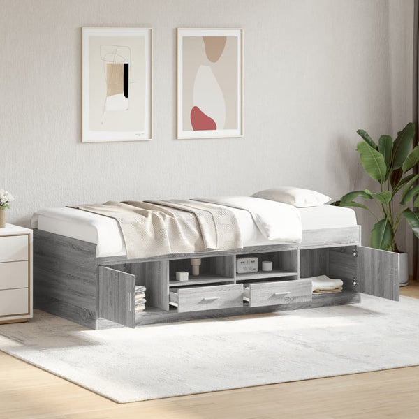 Graues Schlafsofa mit Schubladen Stanciulescu 75x190cm (Holz)