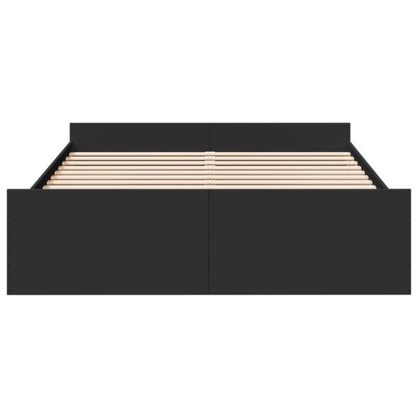 Schwarzes Bettgestell mit Schubladen Moning 150x200cm (Holz)