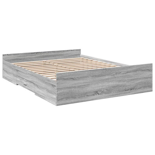 Graues Bettgestell mit Schubladen Moning 140x200cm (Holz)