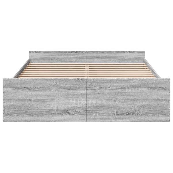 Graues Bettgestell mit Schubladen Moning 140x200cm (Holz)