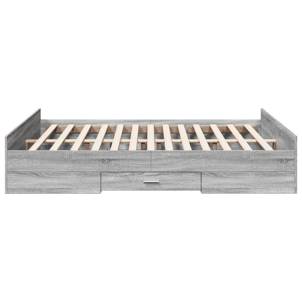 Graues Bettgestell mit Schubladen Moning 140x200cm (Holz)