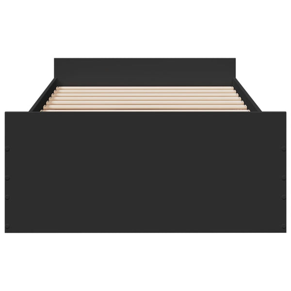 Schwarzes Bettgestell mit Schubladen Moning 75x190cm (Holz)