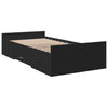Schwarzes Bettgestell mit Schubladen Moning 75x190cm (Holz)
