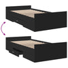 Schwarzes Bettgestell mit Schubladen Moning 75x190cm (Holz)