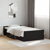 Schwarzes Bettgestell mit Schubladen Moning 75x190cm (Holz)