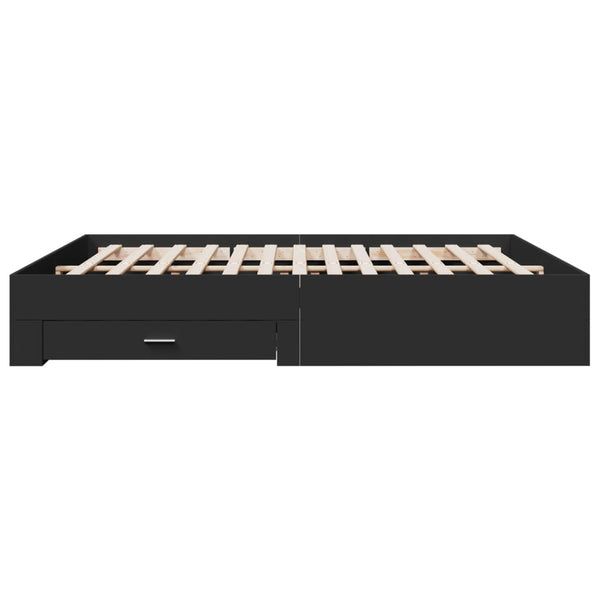 Schwarzes Bettgestell mit Schubladen Veligean 200x200cm (Holz)
