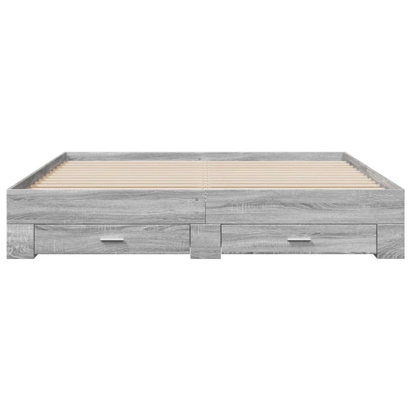 Graues Bettgestell mit Schubladen Veligean 200x200cm (Holz)
