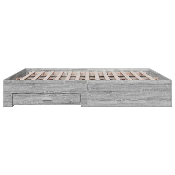 Graues Bettgestell mit Schubladen Veligean 200x200cm (Holz)