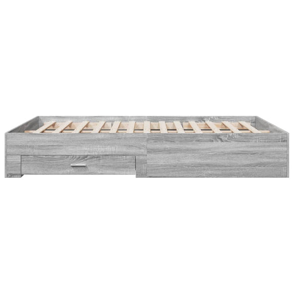 Grauer Bettrahmen mit Schubladen Veligean 150x200cm (Holz)