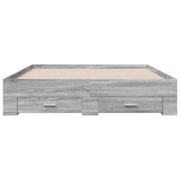 Grauer Bettrahmen mit Schubladen Veligean 140x200cm (Holz)