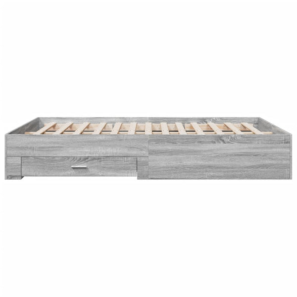 Grauer Bettrahmen mit Schubladen Veligean 140x200cm (Holz)
