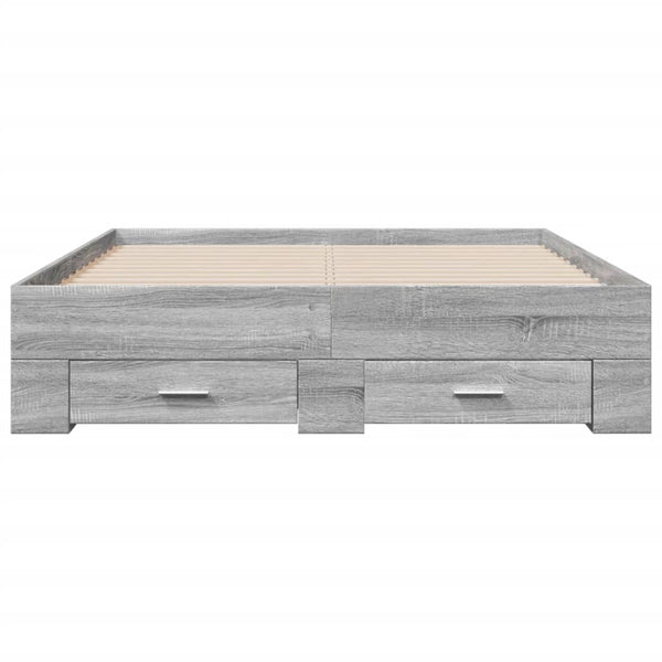 Graues Bettgestell mit Schubladen Veligean 120x200cm (Holz)