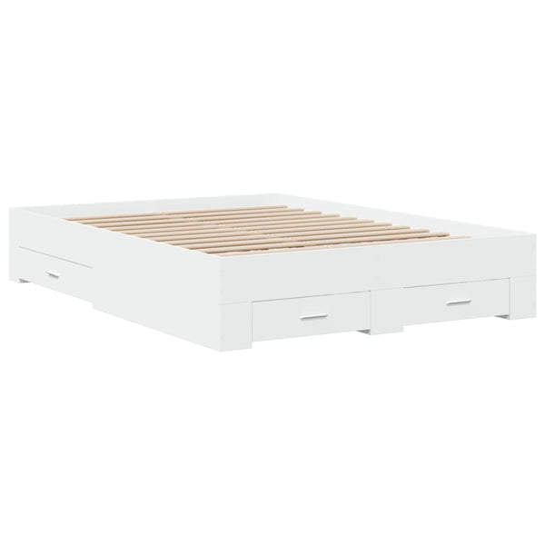 Weißes Bettgestell mit Schubladen Veligean 140x190cm (Holz)
