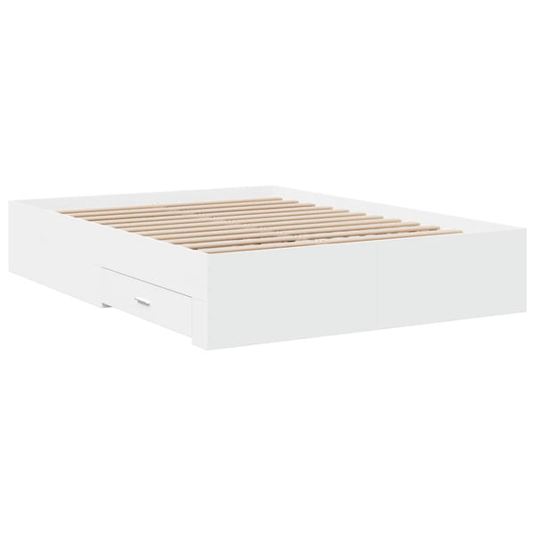 Weißes Bettgestell mit Schubladen Veligean 140x190cm (Holz)