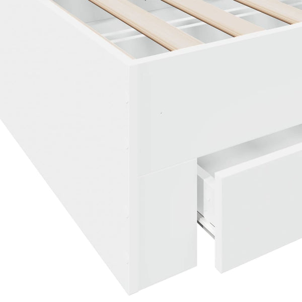 Weißes Bettgestell mit Schubladen Veligean 140x190cm (Holz)