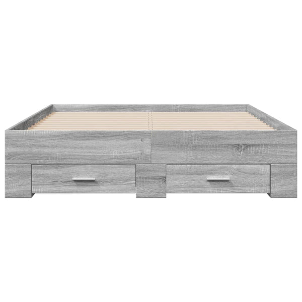 Graues Bettgestell mit Schubladen Veligean 140x190cm (Holz)