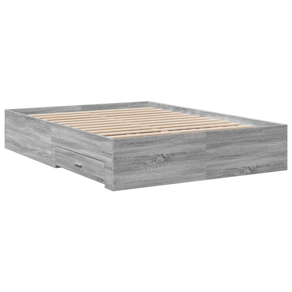 Graues Bettgestell mit Schubladen Veligean 140x190cm (Holz)