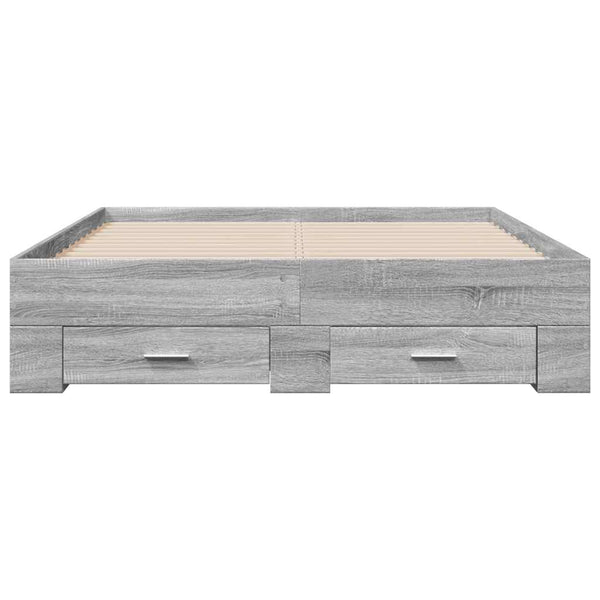 Graues Bettgestell mit Schubladen Veligean 135x190cm (Holz)