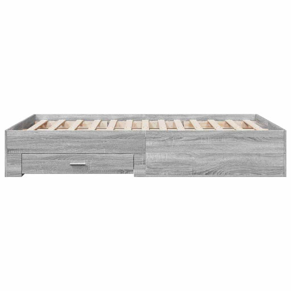 Graues Bettgestell mit Schubladen Veligean 135x190cm (Holz)