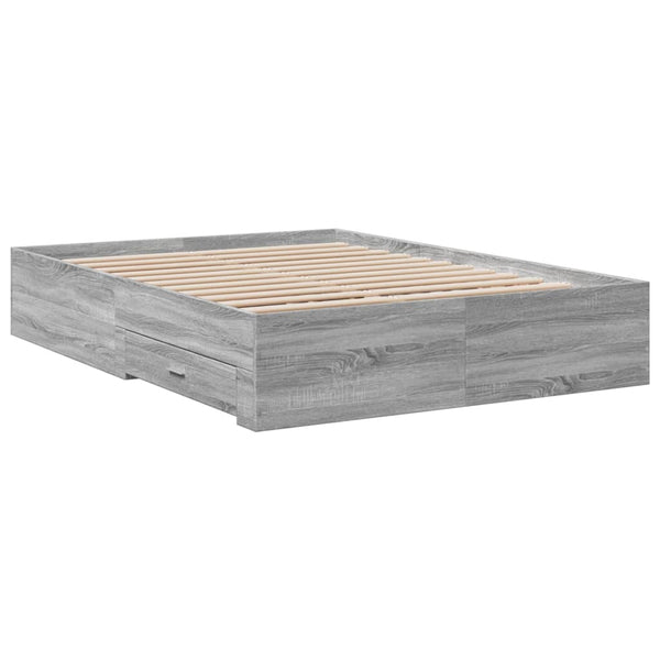 Graues Bettgestell mit Schubladen Veligean 120x190cm (Holz)