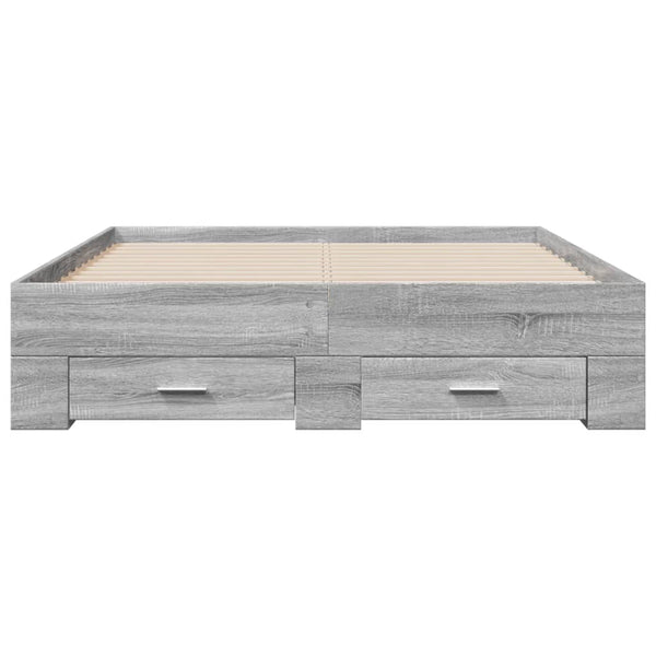 Graues Bettgestell mit Schubladen Veligean 120x190cm (Holz)